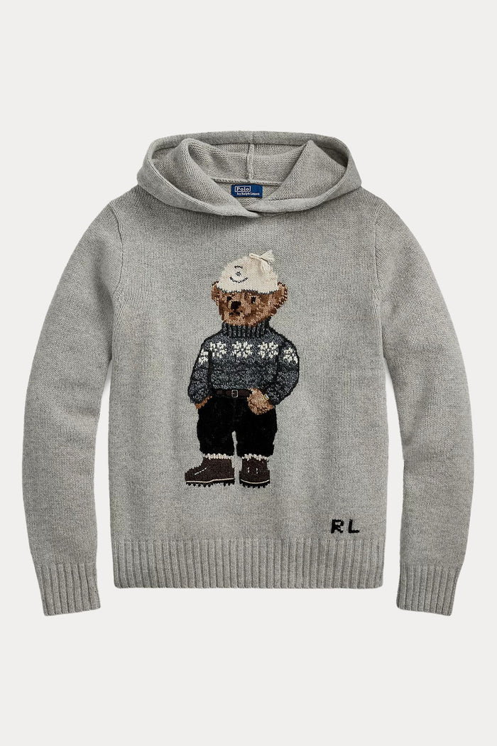 Ralph Lauren Grey Hoodie Bear Sweater