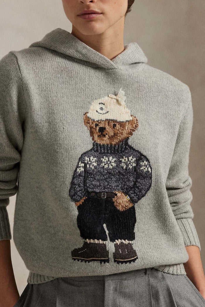 Ralph Lauren Grey Hoodie Bear Sweater