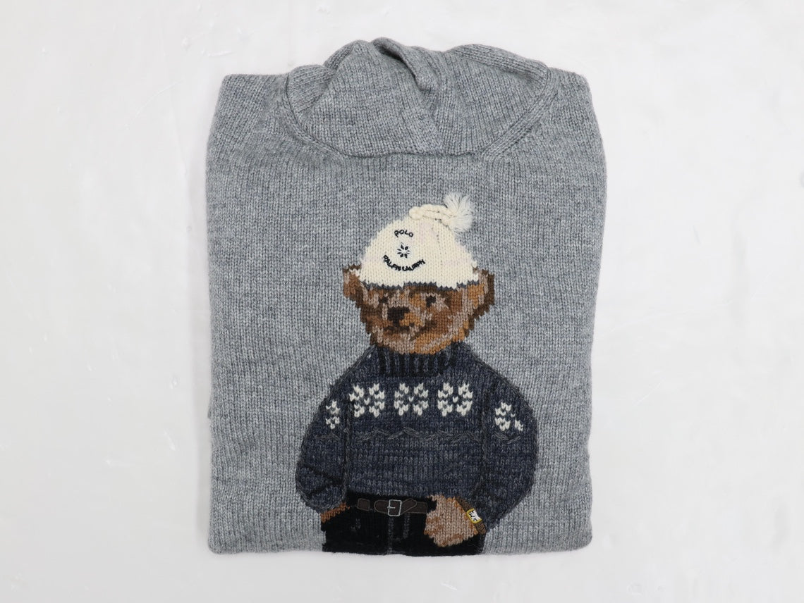 Ralph Lauren Grey Hoodie Bear Sweater