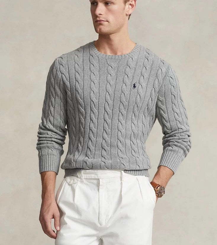 Ralph Lauren Erkek Klasik Saç Örgülü Pamuklu Süveter