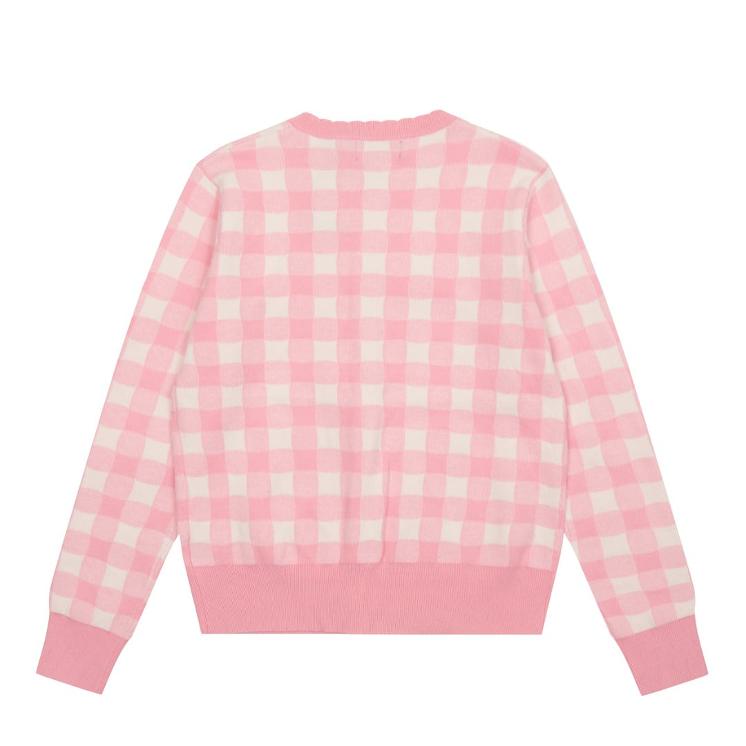 R.Lauren Checkered Cotton Cardigan