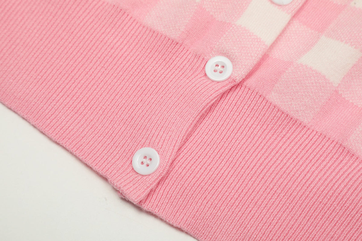 R.Lauren Checkered Cotton Cardigan
