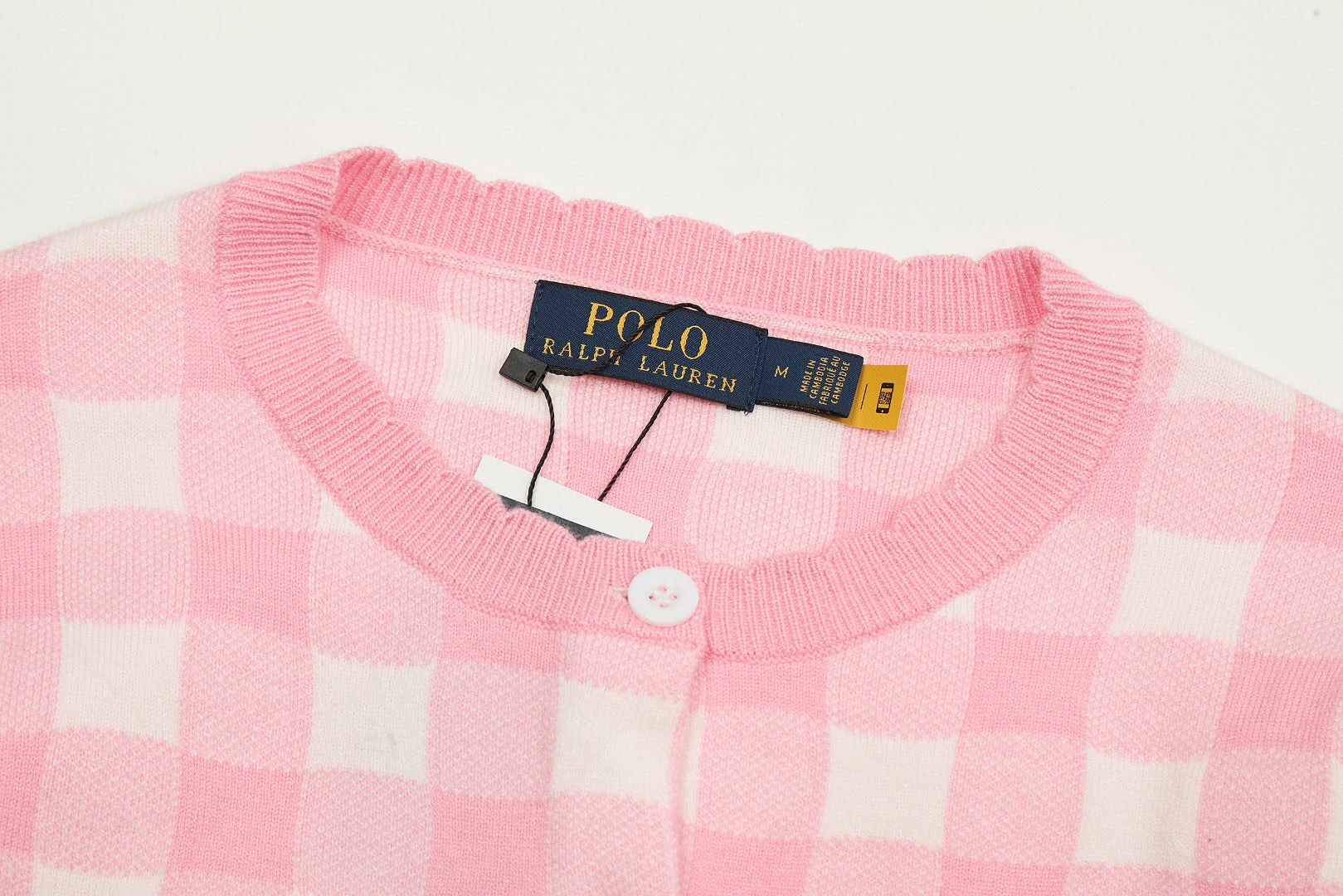 R.Lauren Checkered Cotton Cardigan