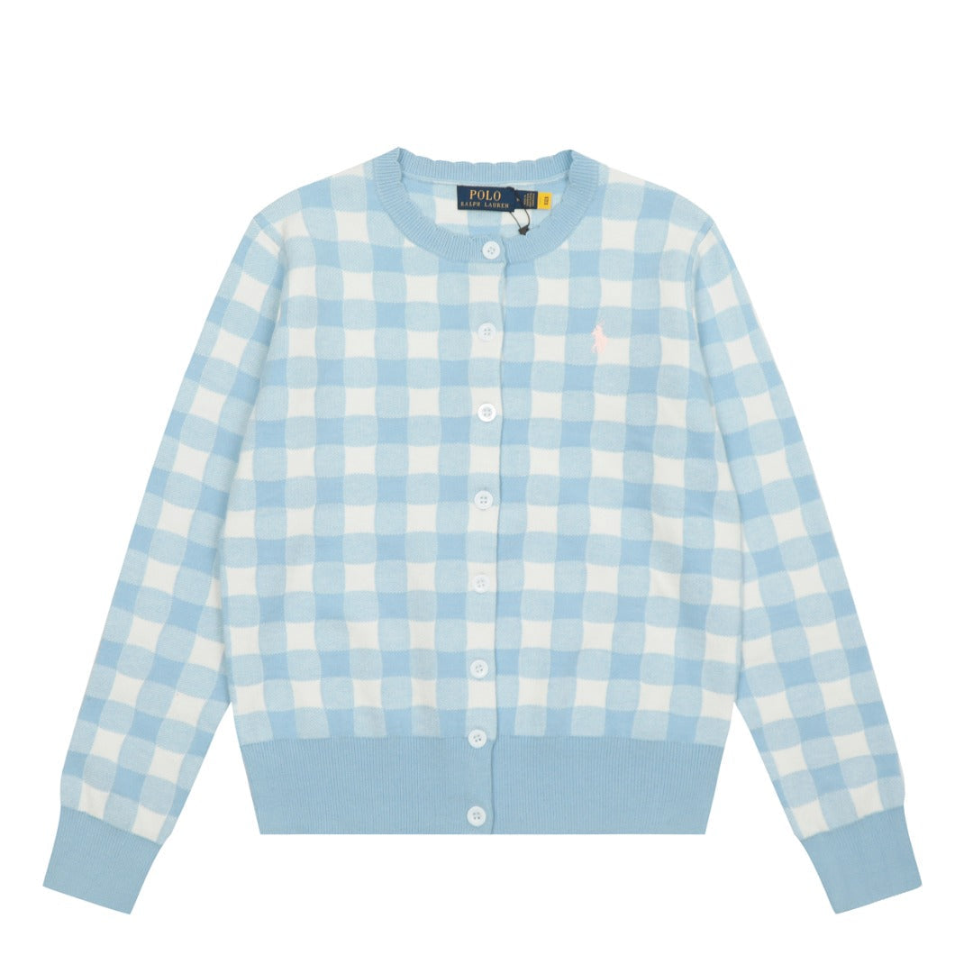 R.Lauren Checkered Cotton Cardigan