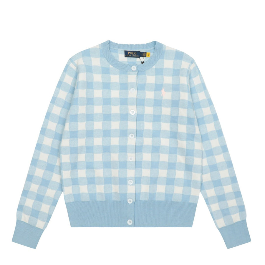 R.Lauren Checkered Cotton Cardigan