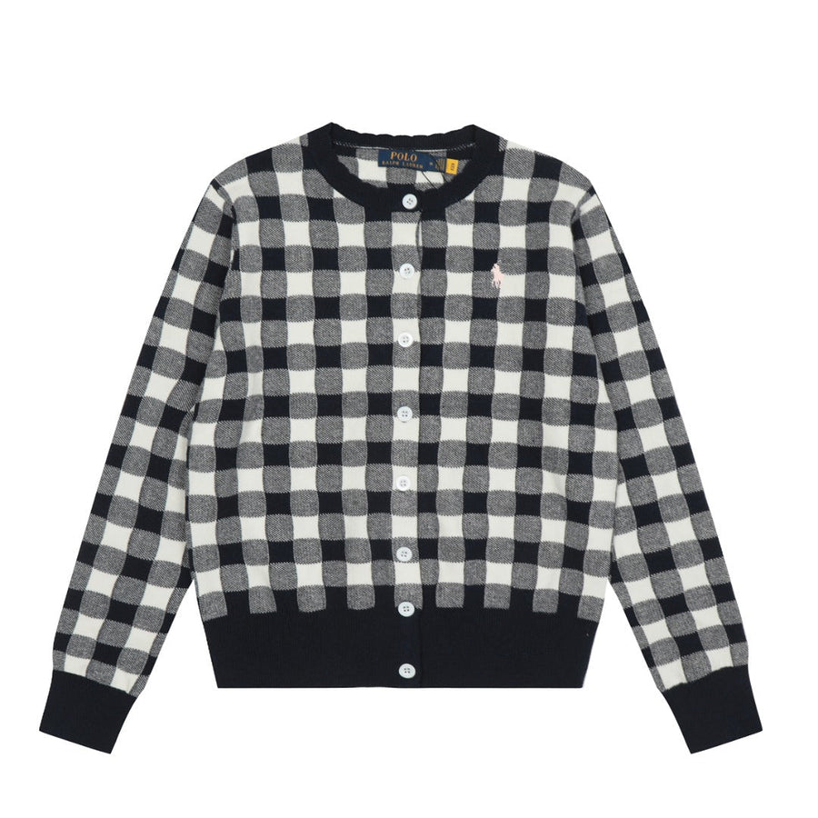 R.Lauren Checkered Cotton Cardigan