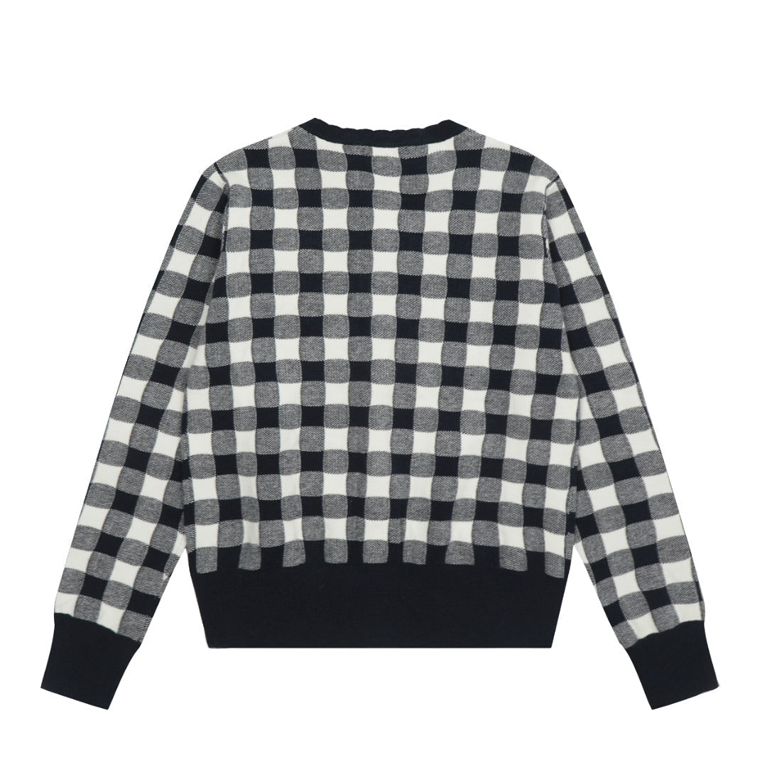 R.Lauren Checkered Cotton Cardigan