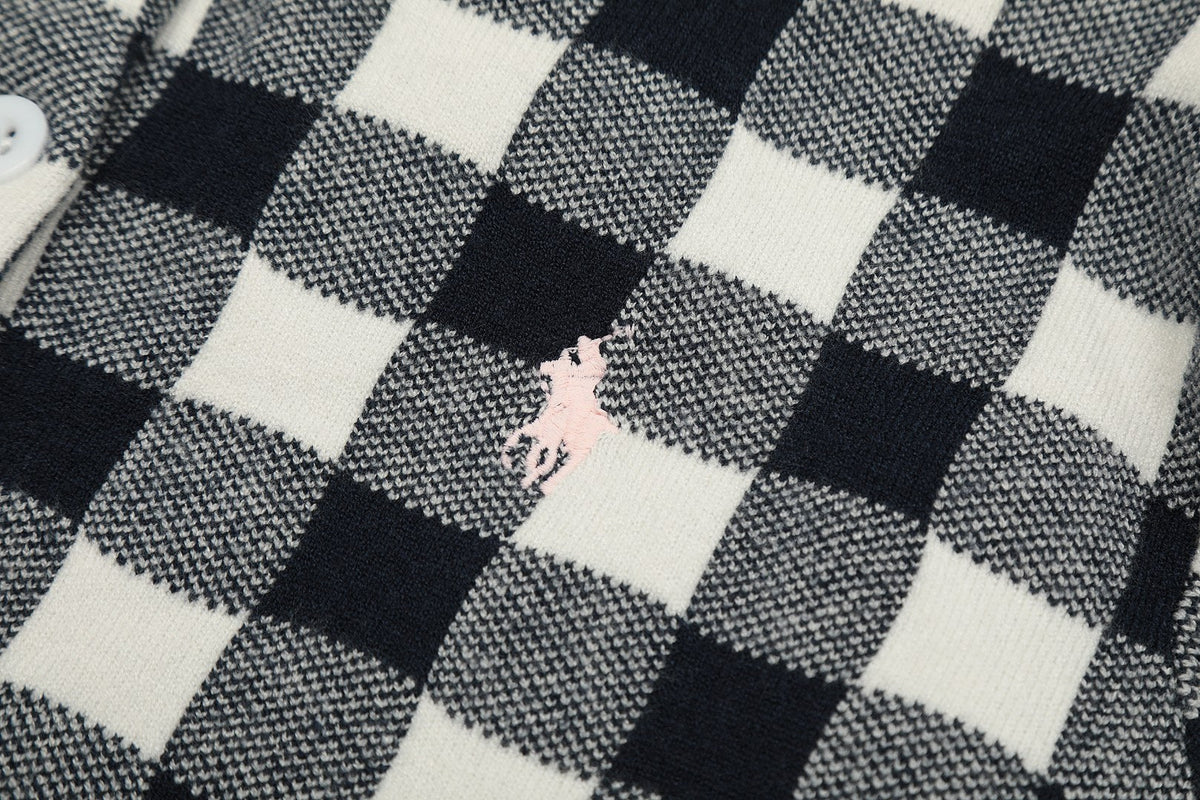 R.Lauren Checkered Cotton Cardigan