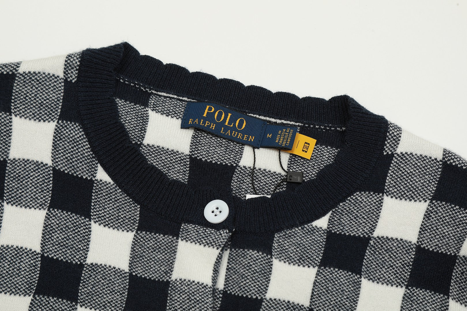 R.Lauren Checkered Cotton Cardigan