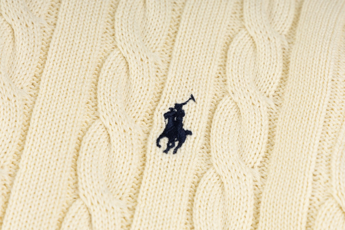 Ralph Lauren High-Density Embroidered Half-Turtleneck Cable Knit Sweater