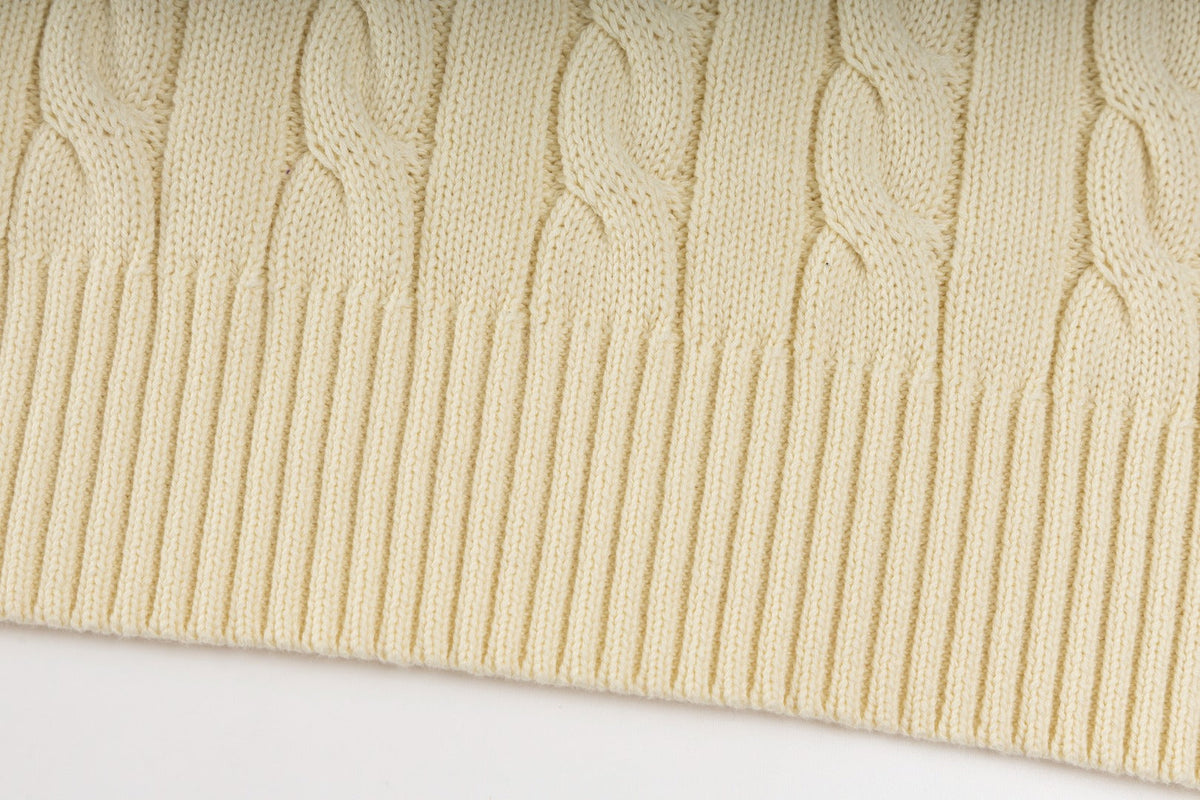 Ralph Lauren High-Density Embroidered Half-Turtleneck Cable Knit Sweater