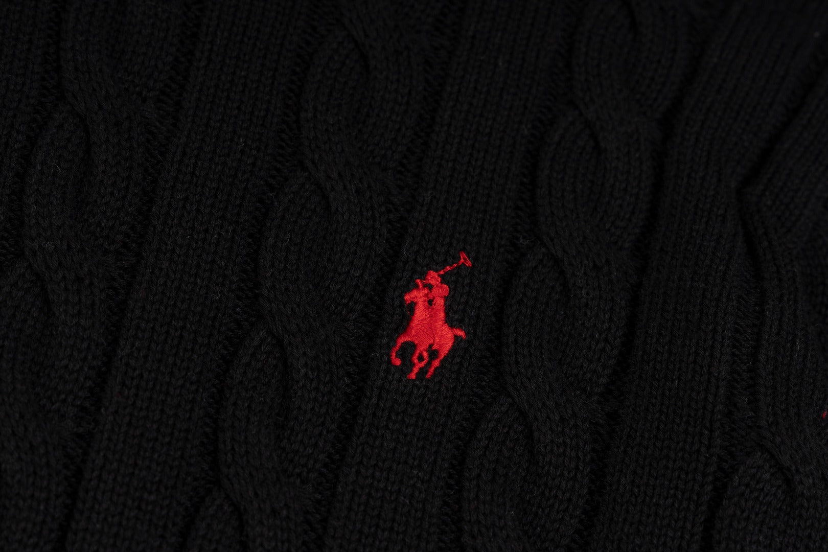 Ralph Lauren High-Density Embroidered Half-Turtleneck Cable Knit Sweater