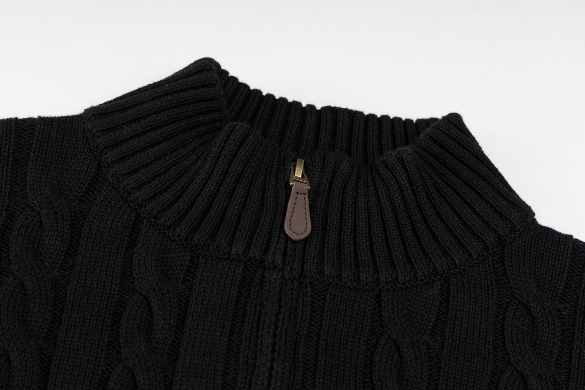 Ralph Lauren High-Density Embroidered Half-Turtleneck Cable Knit Sweater