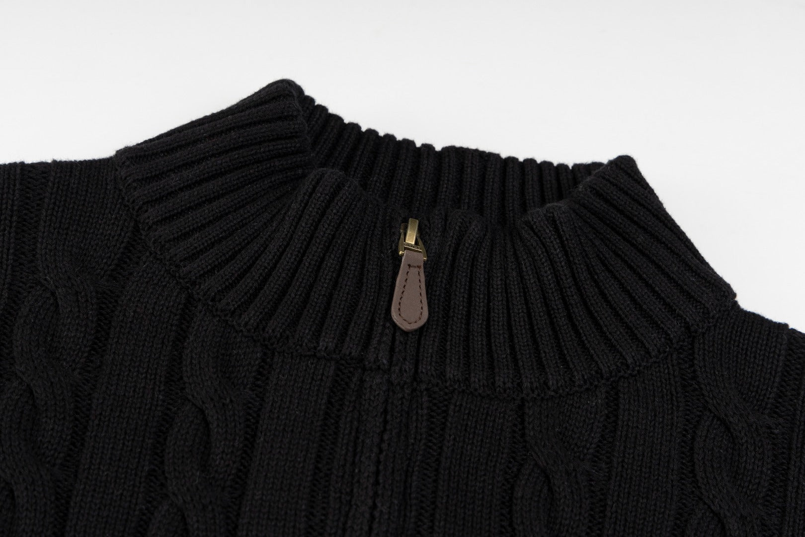Ralph Lauren High-Density Embroidered Half-Turtleneck Cable Knit Sweater