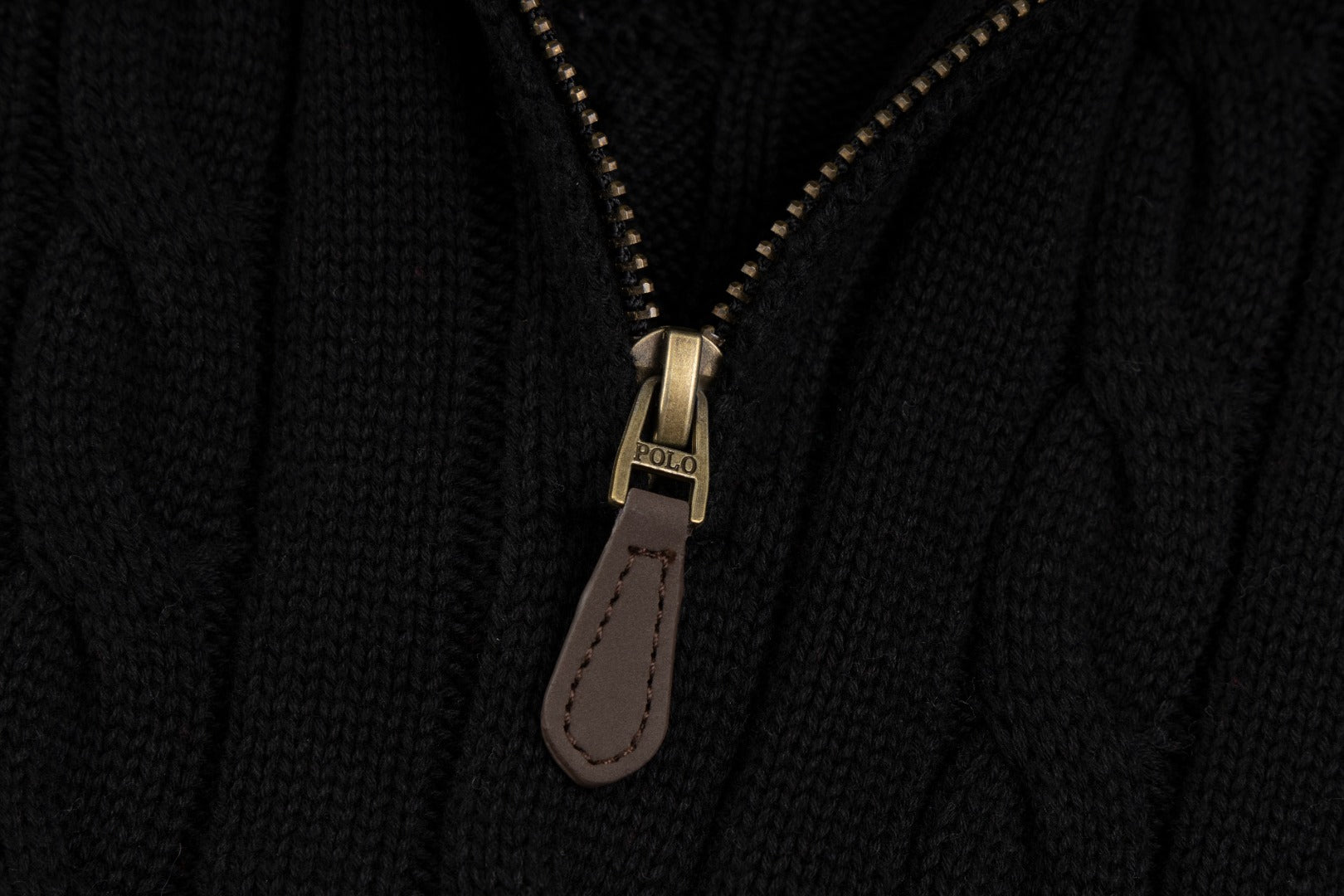 Ralph Lauren High-Density Embroidered Half-Turtleneck Cable Knit Sweater