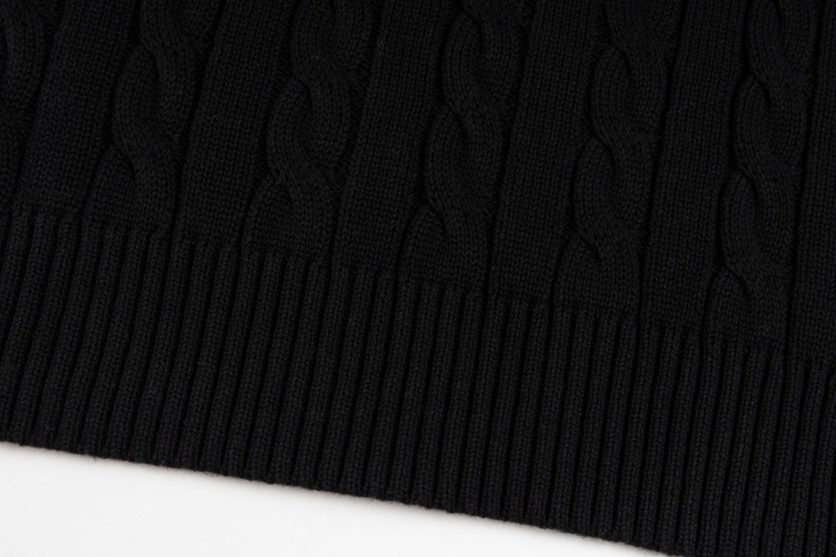 Ralph Lauren High-Density Embroidered Half-Turtleneck Cable Knit Sweater
