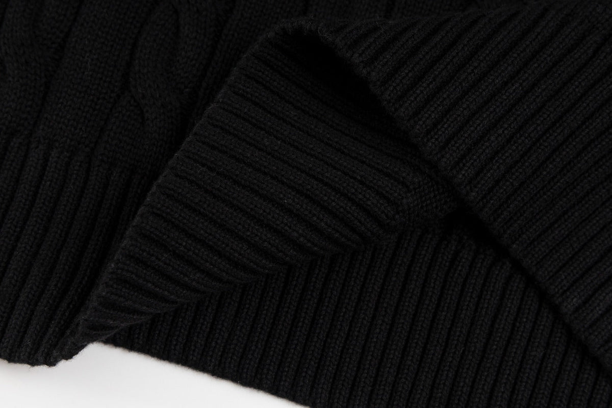 Ralph Lauren High-Density Embroidered Half-Turtleneck Cable Knit Sweater