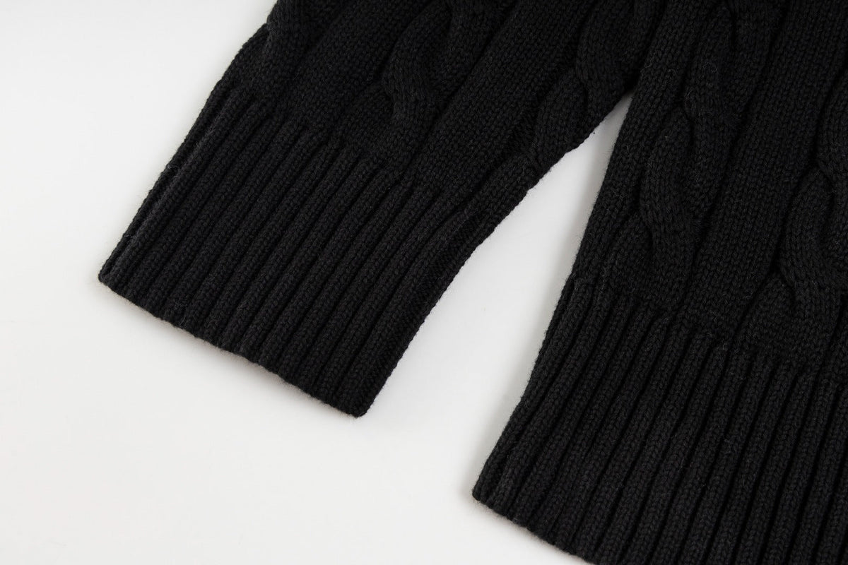 Ralph Lauren High-Density Embroidered Half-Turtleneck Cable Knit Sweater