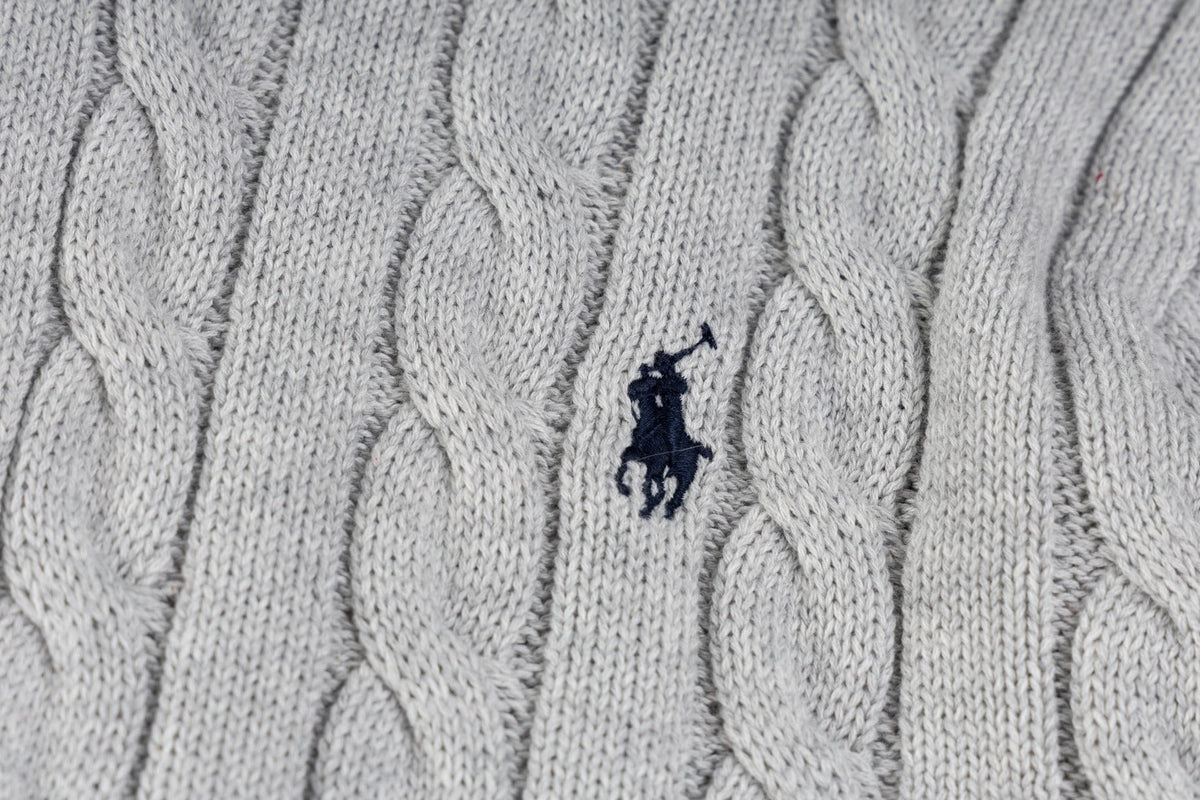 Ralph Lauren High-Density Embroidered Half-Turtleneck Cable Knit Sweater
