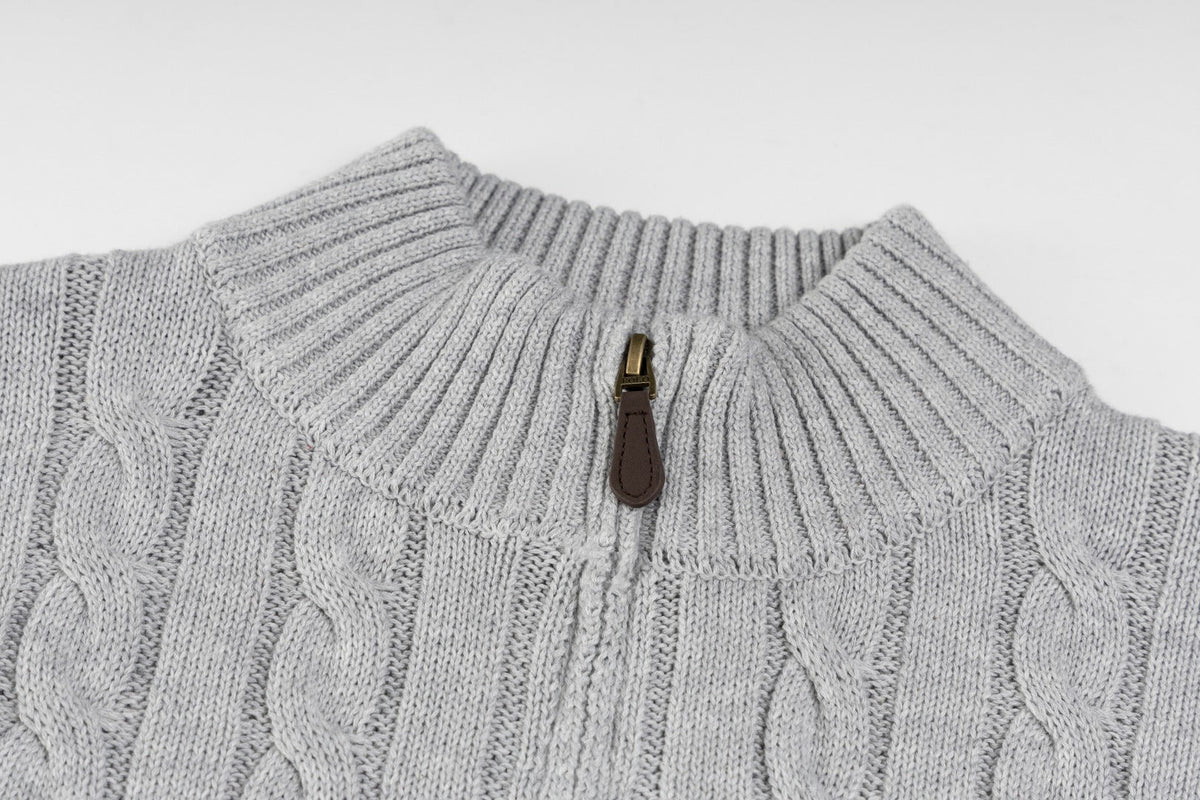 Ralph Lauren High-Density Embroidered Half-Turtleneck Cable Knit Sweater