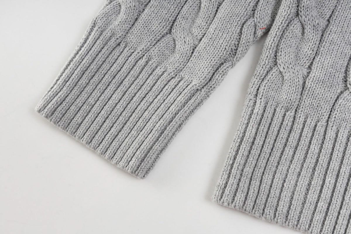 Ralph Lauren High-Density Embroidered Half-Turtleneck Cable Knit Sweater