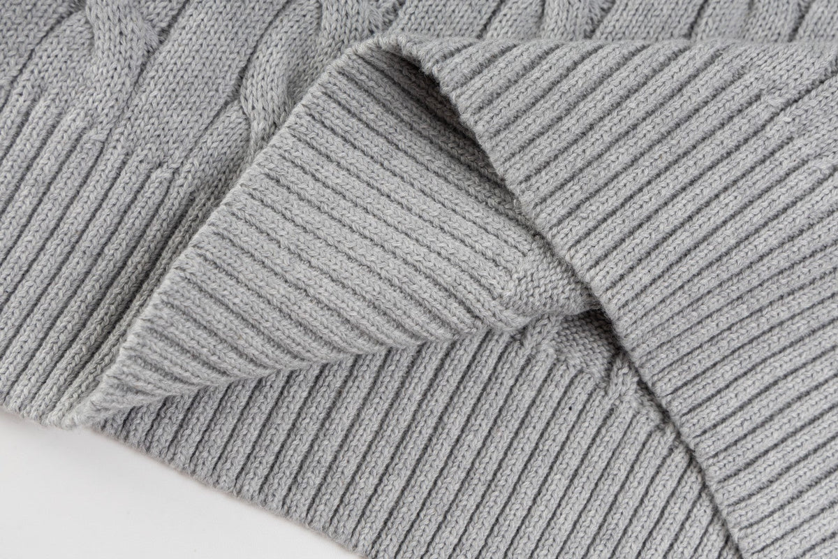Ralph Lauren High-Density Embroidered Half-Turtleneck Cable Knit Sweater