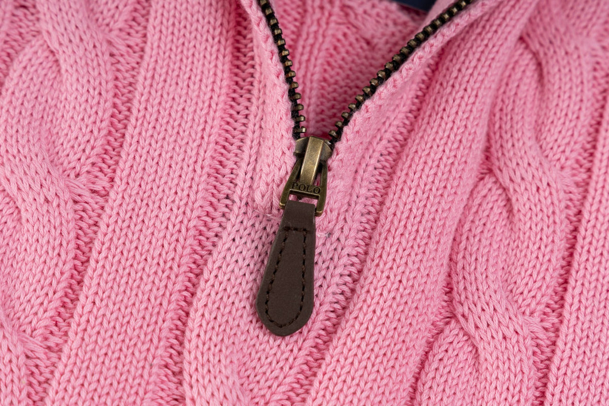 Ralph Lauren High-Density Embroidered Half-Turtleneck Cable Knit Sweater