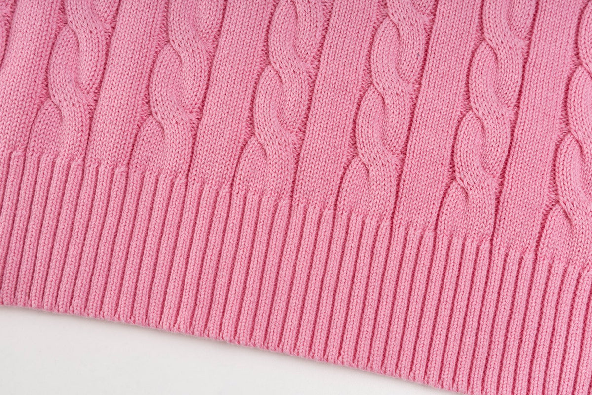 Ralph Lauren High-Density Embroidered Half-Turtleneck Cable Knit Sweater