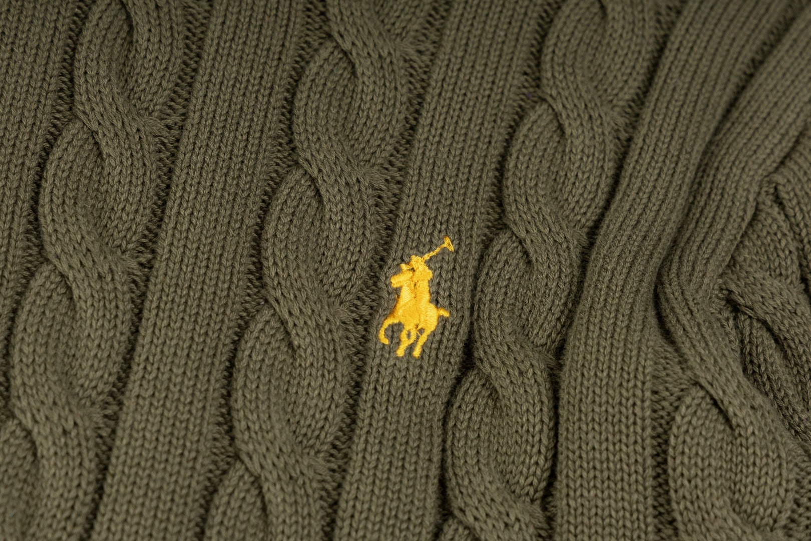 Ralph Lauren High-Density Embroidered Half-Turtleneck Cable Knit Sweater