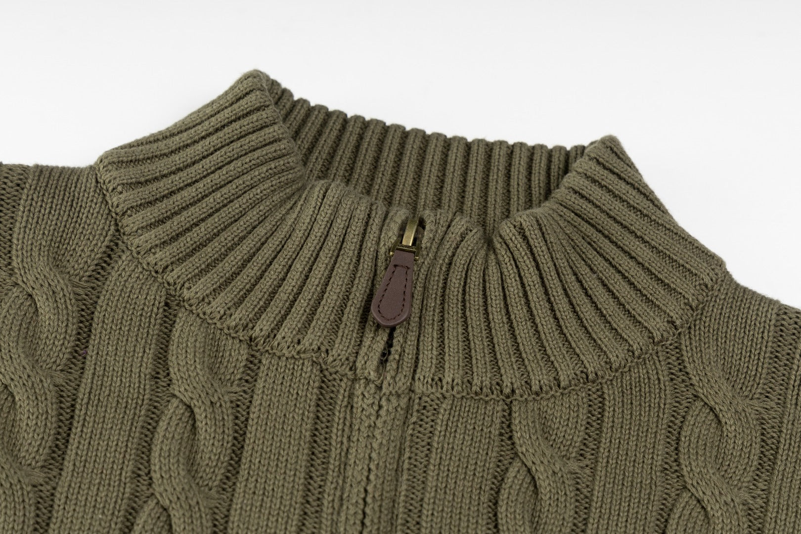 Ralph Lauren High-Density Embroidered Half-Turtleneck Cable Knit Sweater