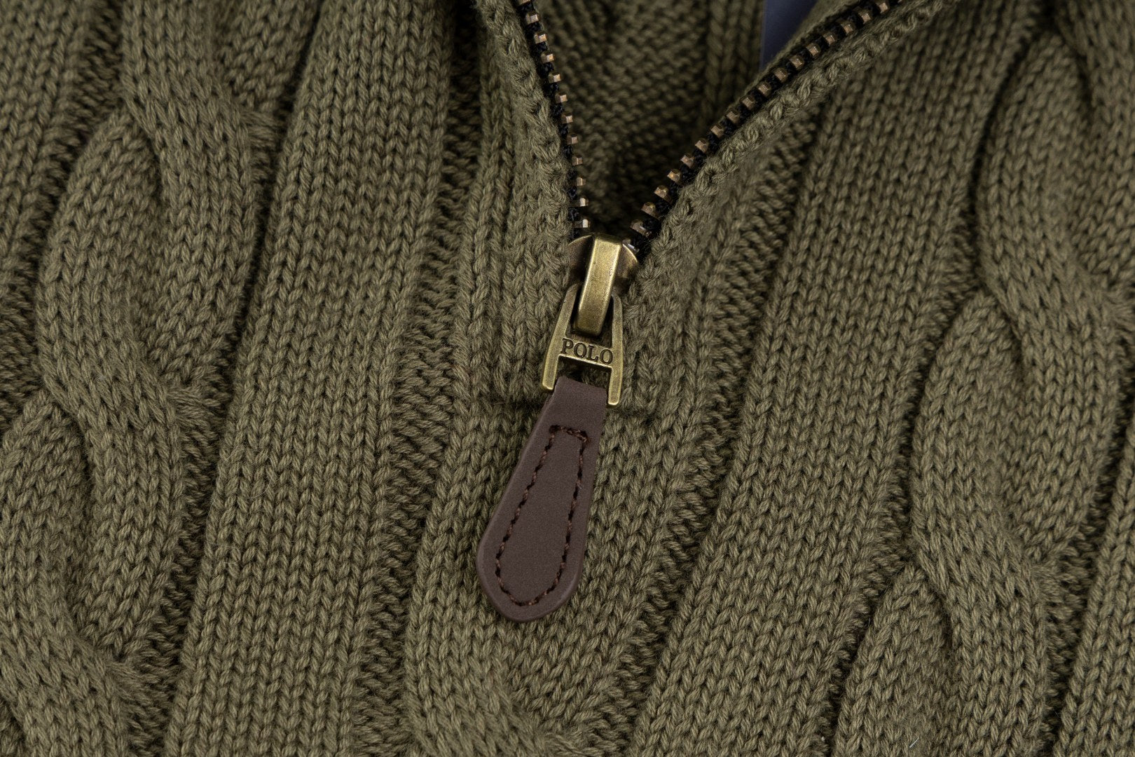 Ralph Lauren High-Density Embroidered Half-Turtleneck Cable Knit Sweater