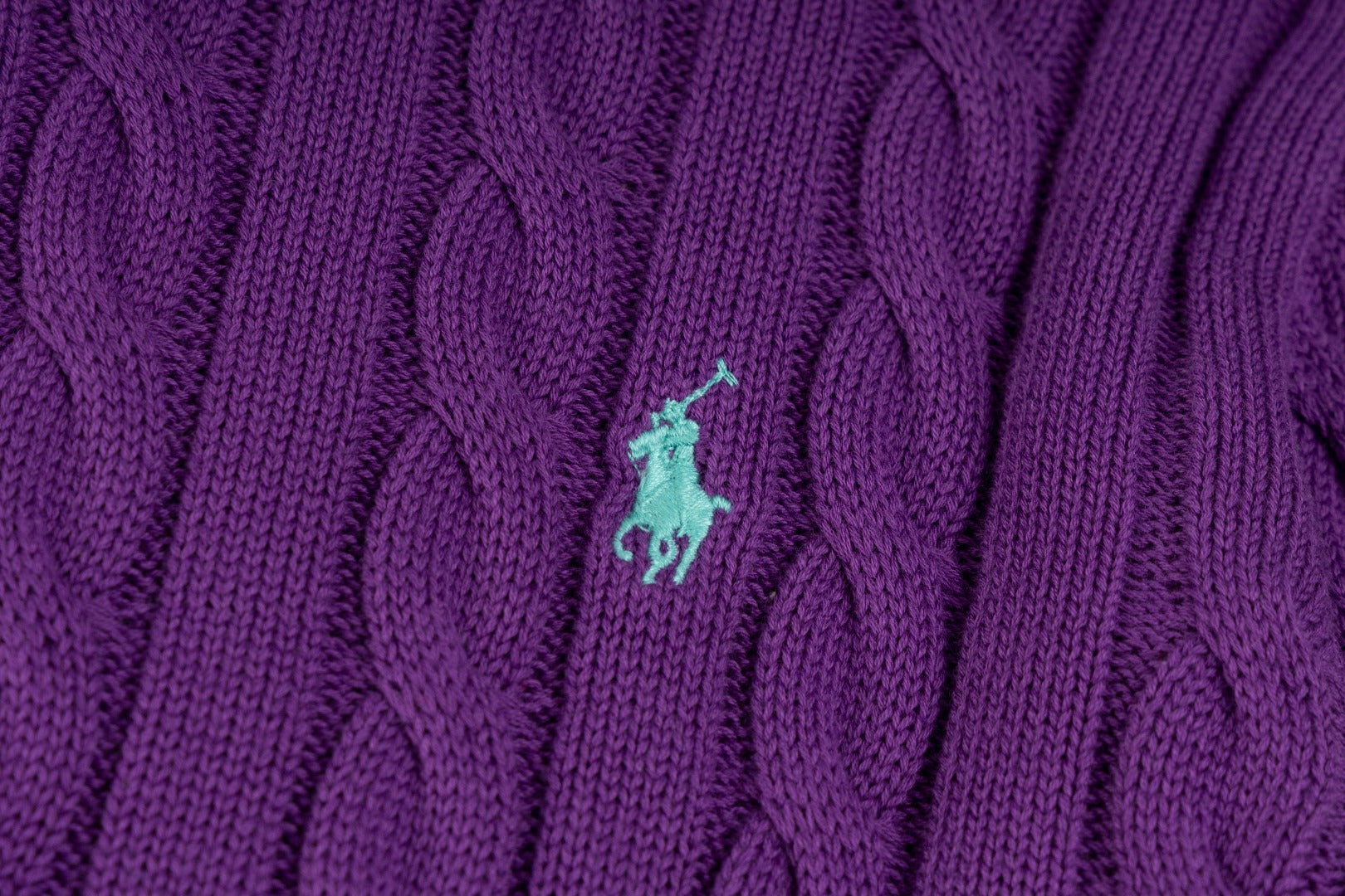 Ralph Lauren Yüksek Yoğunluklu İşlemeli Yarım Balıkçı Yaka Saç Örgülü Kazak