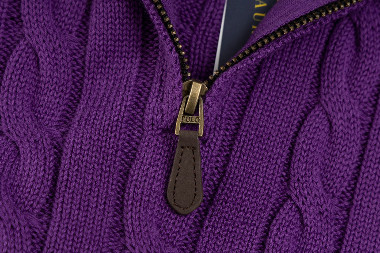 Ralph Lauren Yüksek Yoğunluklu İşlemeli Yarım Balıkçı Yaka Saç Örgülü Kazak
