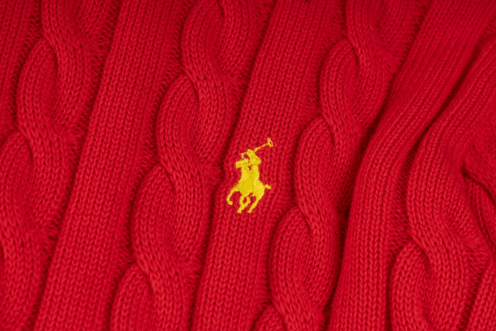 Ralph Lauren High-Density Embroidered Half-Turtleneck Cable Knit Sweater