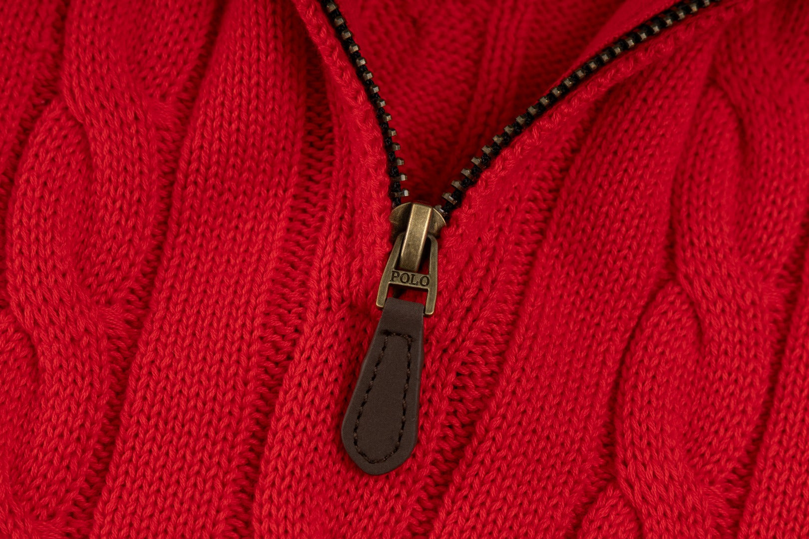 Ralph Lauren High-Density Embroidered Half-Turtleneck Cable Knit Sweater