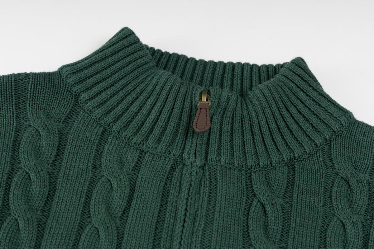 Ralph Lauren High-Density Embroidered Half-Turtleneck Cable Knit Sweater