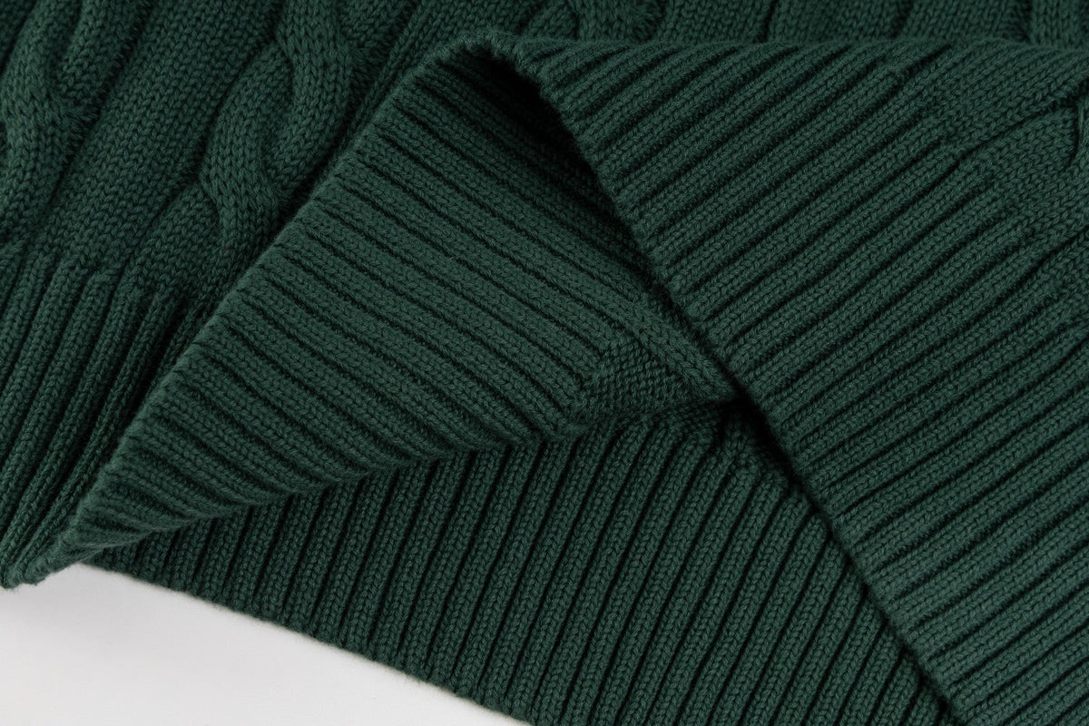 Ralph Lauren High-Density Embroidered Half-Turtleneck Cable Knit Sweater