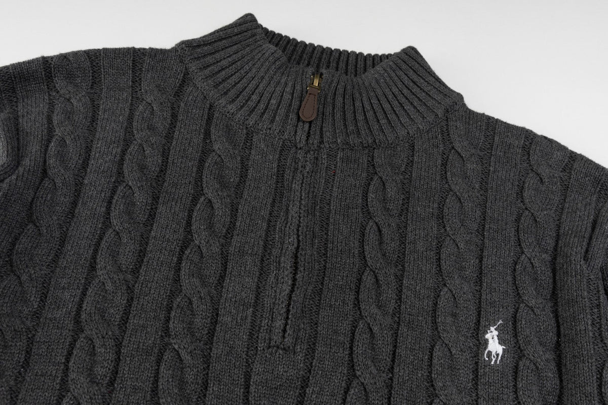 Ralph Lauren High-Density Embroidered Half-Turtleneck Cable Knit Sweater