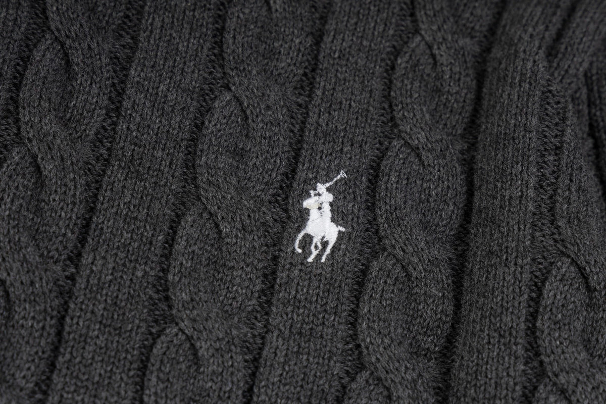 Ralph Lauren High-Density Embroidered Half-Turtleneck Cable Knit Sweater