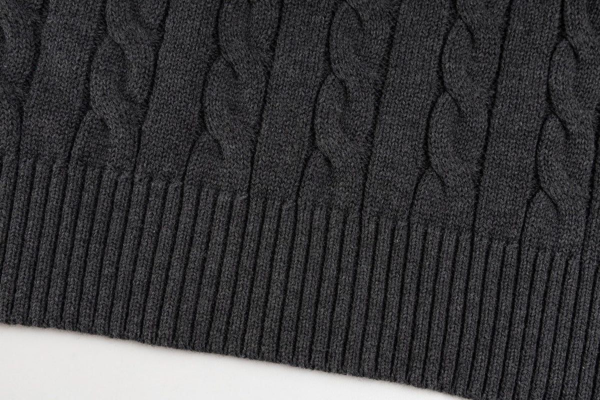 Ralph Lauren High-Density Embroidered Half-Turtleneck Cable Knit Sweater