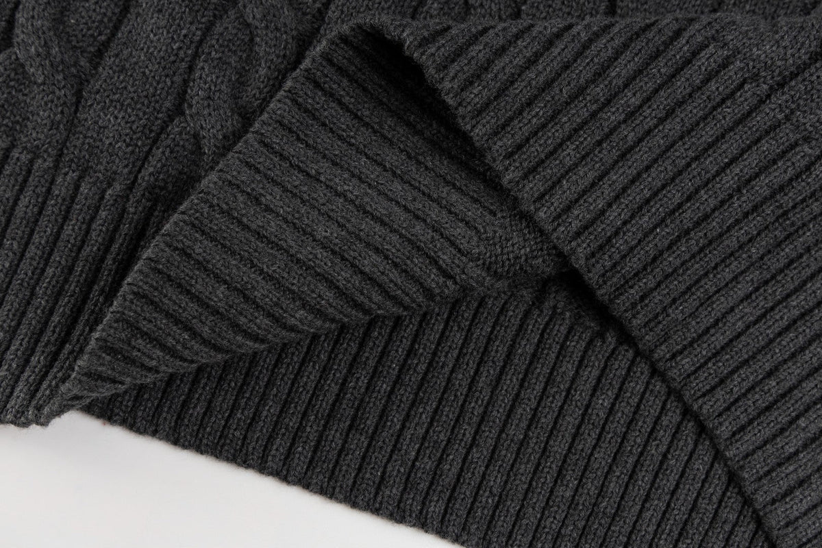 Ralph Lauren High-Density Embroidered Half-Turtleneck Cable Knit Sweater