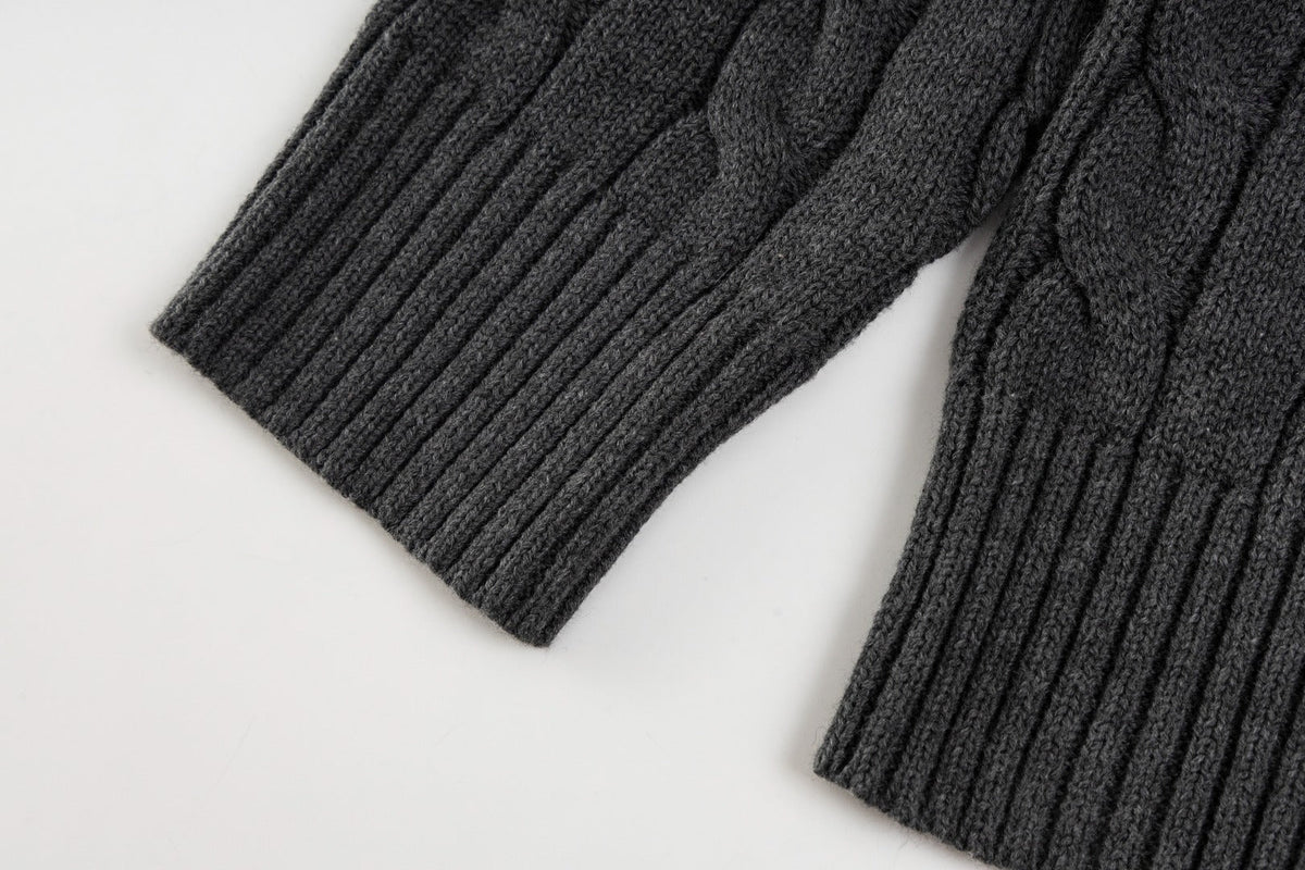 Ralph Lauren High-Density Embroidered Half-Turtleneck Cable Knit Sweater