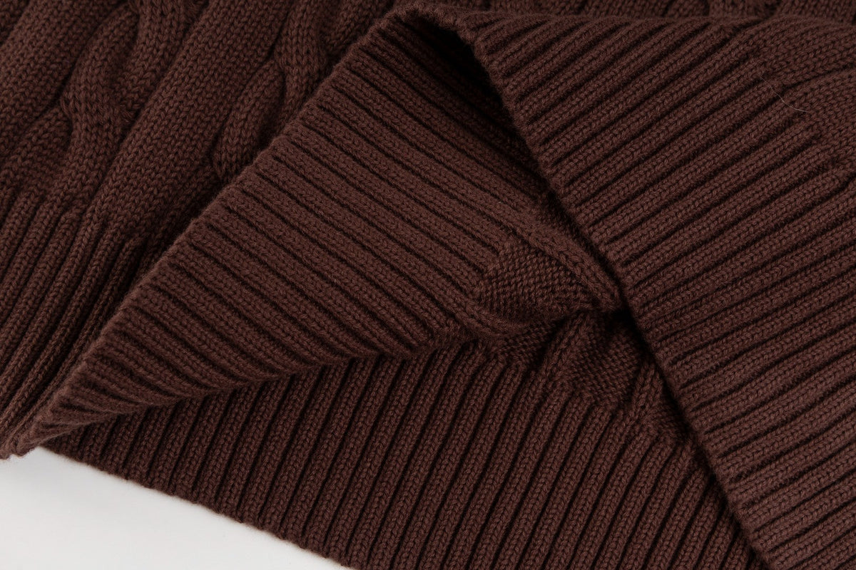 Ralph Lauren High-Density Embroidered Half-Turtleneck Cable Knit Sweater