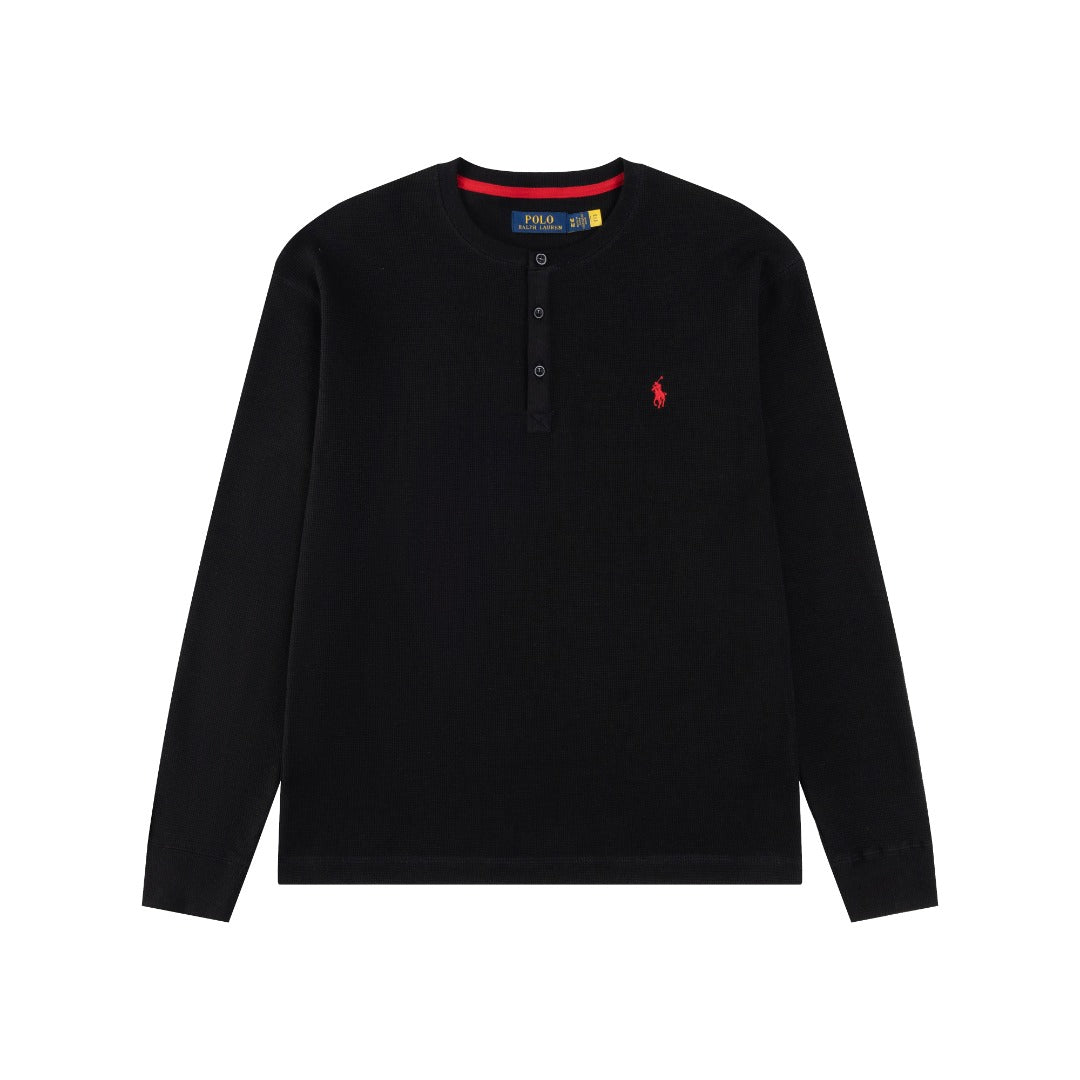 Ralph Lauren Waffle Kumaş Henley Yaka Sweatshirt