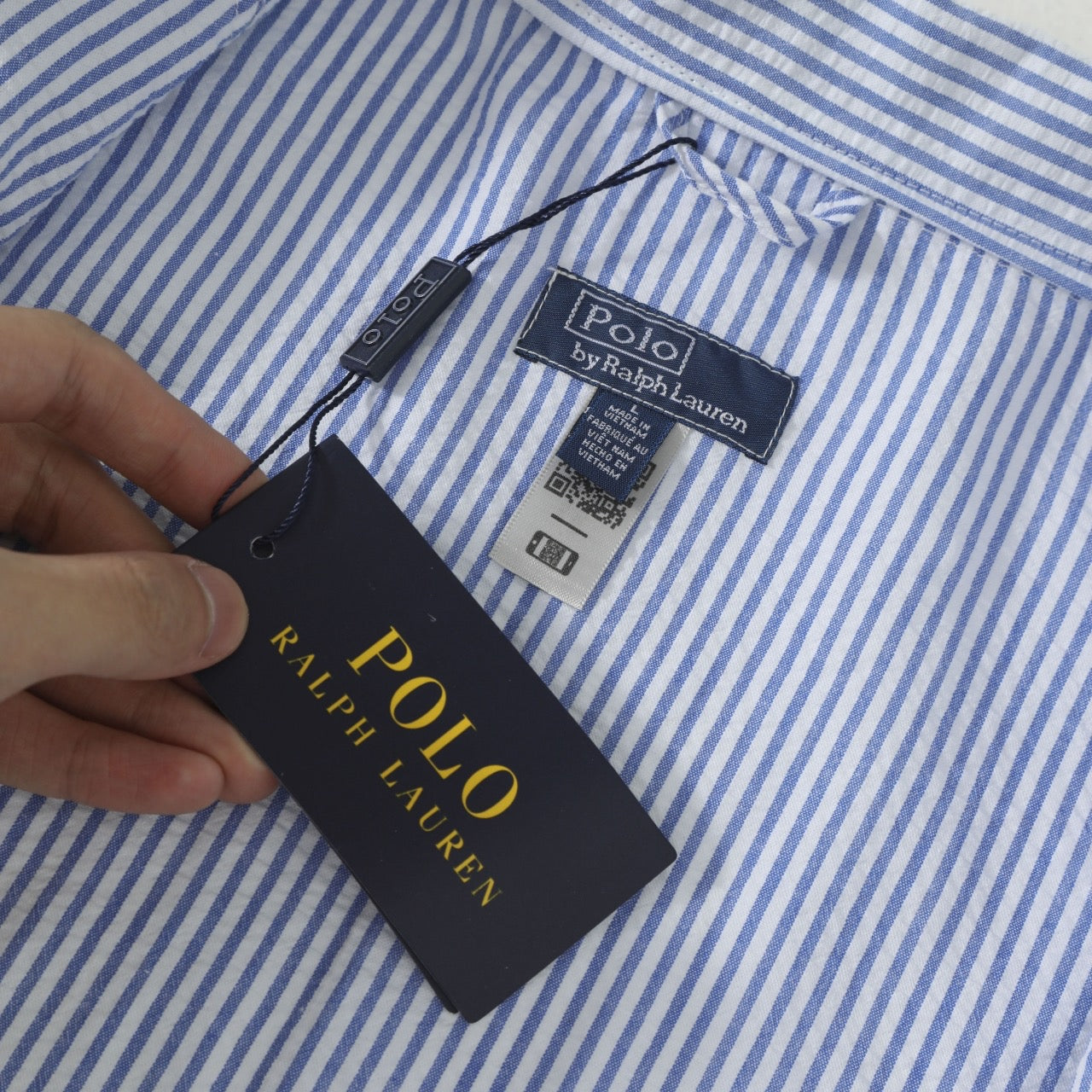 Ralph Lauren Mavi-Beyaz Çizgili Hafif Gömlek