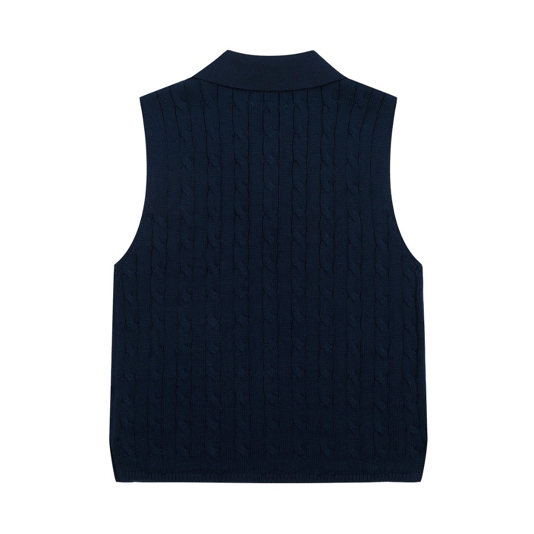 Ralph Lauren Polo Collar Knit Vest - Polo Yaka Triko Yelek