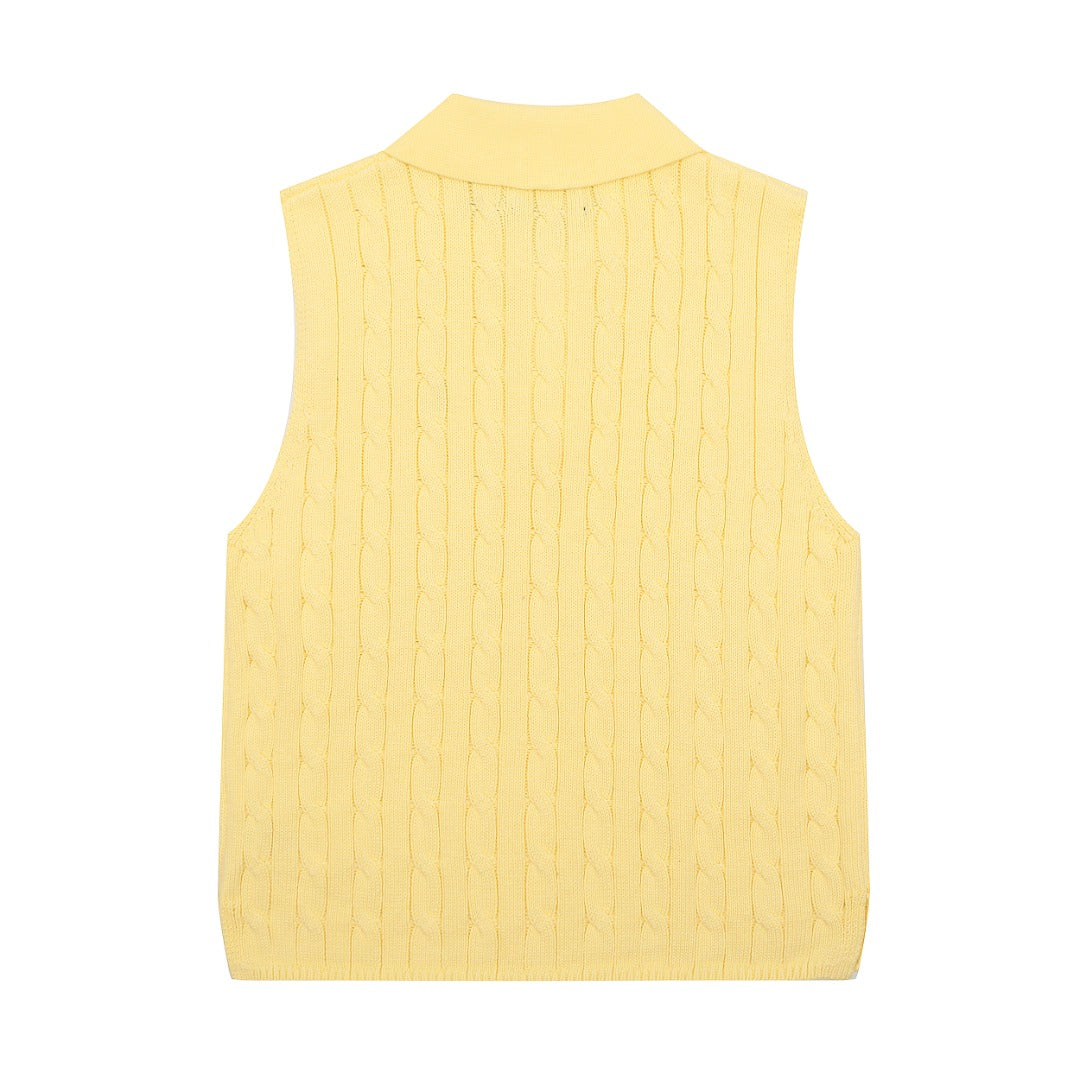 Ralph Lauren Polo Collar Knit Vest - Polo Yaka Triko Yelek