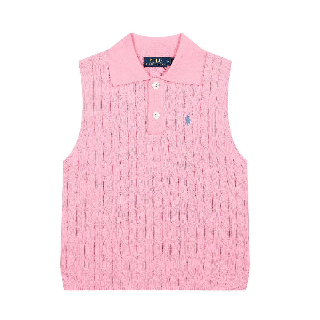 Ralph Lauren Polo Collar Knit Vest - Polo Yaka Triko Yelek