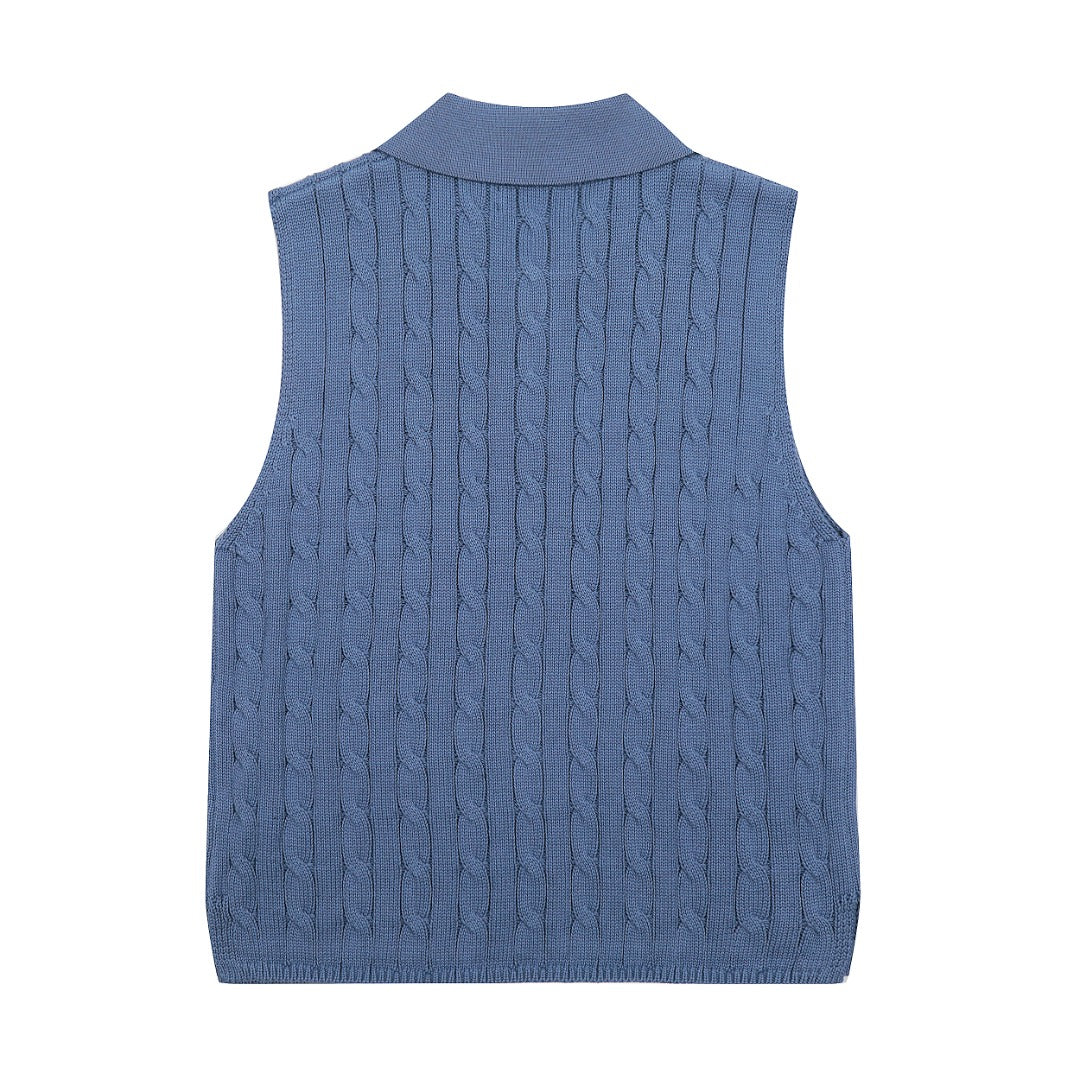 Ralph Lauren Polo Collar Knit Vest - Polo Yaka Triko Yelek