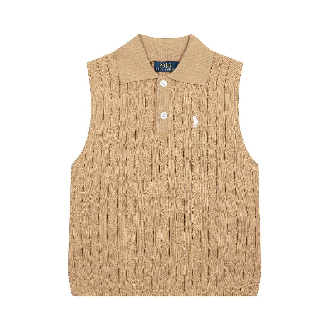 Ralph Lauren Polo Collar Knit Vest - Polo Yaka Triko Yelek